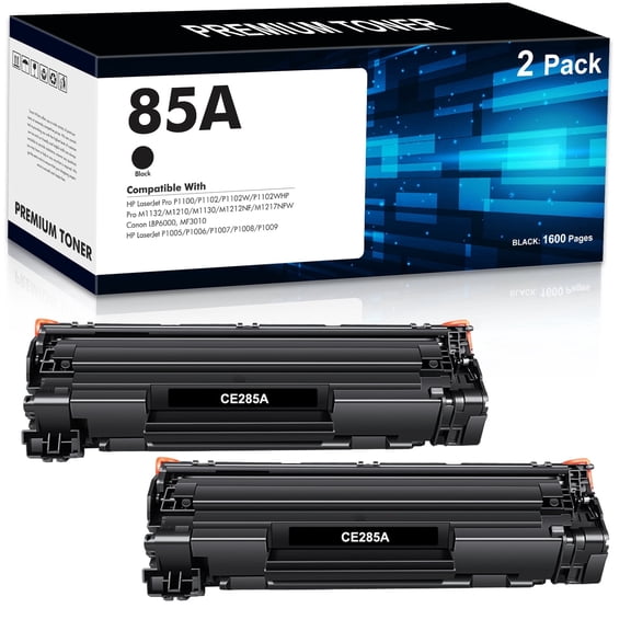 85A Toner Cartridge Black Compatible for HP 85A CE285A (CE285D) 285A Laserjet Pro P1102w M1212nf MFP P1102 P1102whp M1217nfw M1132 1102w M1212 M1217 Printer Ink (Black, 2-Pack, CE285AT1)