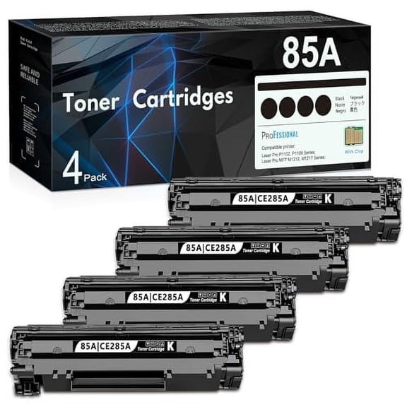 85A Toner Cartridge with Chip 4 Pack | CE285A 85A Black Toner Cartridge Replacement for HP85A CE285A 35A CB435A 36A CB436A for Laser Pro P1102 Series, Laser Pro MFP M1212 Series Pr