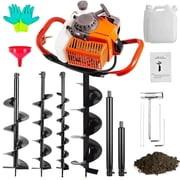 85CC Gas Powered Post Hole Digger for Fence and Planting with 3 Auger Drill Bits 4 6 & 8 + 2 Extension Rods 12 & 20 , for Farm Garden Plant Earth Auger Drill Bits.