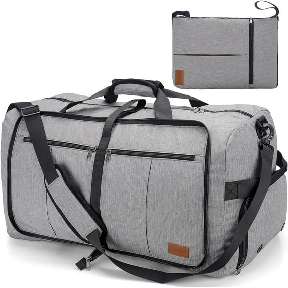 85L Duffle Bag for Men Women, 28'' Extra Large Foldable Duffle Bag for Travel,Waterproof Gym Sports Overnight Weekender Travel Duffle Bag with Shoe Compartment, Packable Duffel Bag for Traveling, Gray
