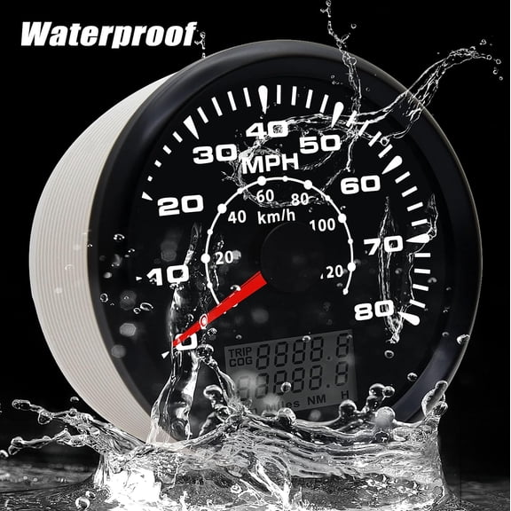 85MM GPS Speedometer Gauge Boat MPH Speedometer Waterproof 0-80MPH 0-120KM/H Marine Speedometer Odometer LCD Indicators with 7 Backlight fit Car Truck Motorcycle Speedometer GPS Gauge Auto 9-32V