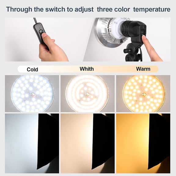 85W Light Bulb Dimmable Tricolor LED Bulbs 5500K Spiral Softbox Bulb in E27 Socket for Photography Photo Video Studio Lighting White Warm Cold1 Pack