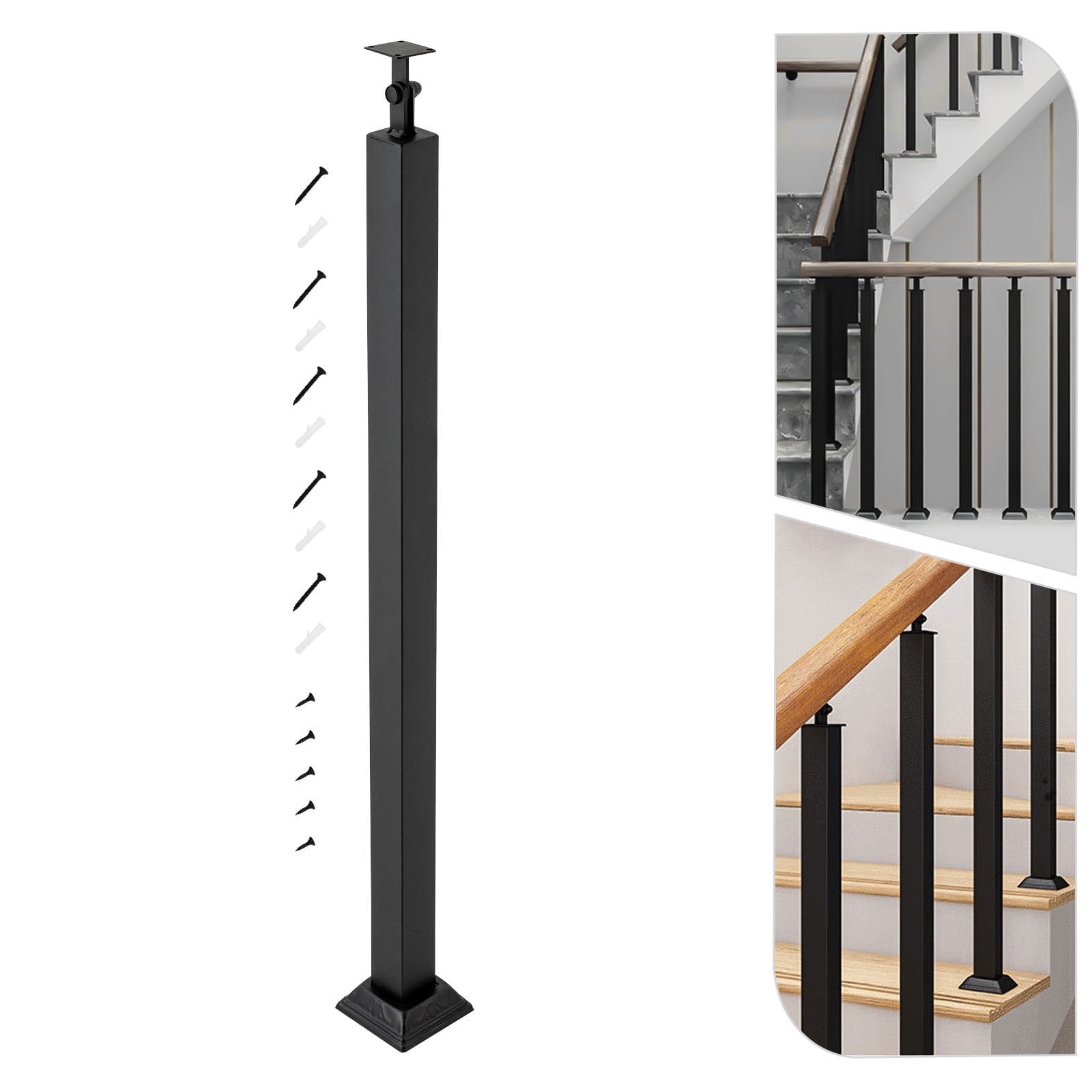 85cm Black Square Metal Railing Spindles with Flat & Adjustable 270 ...