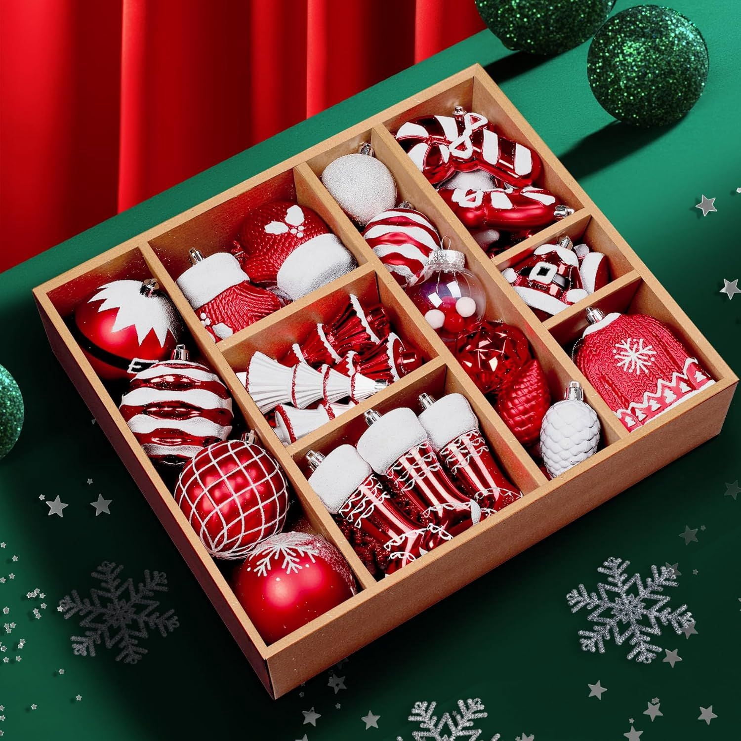 85ct Christmas Balls Ornaments Set, Colorful Shatterproof Plastic Christmas Tree Ornaments, Xmas Decorative Baubles for Christmas Tree Decorations with Hanging Strings