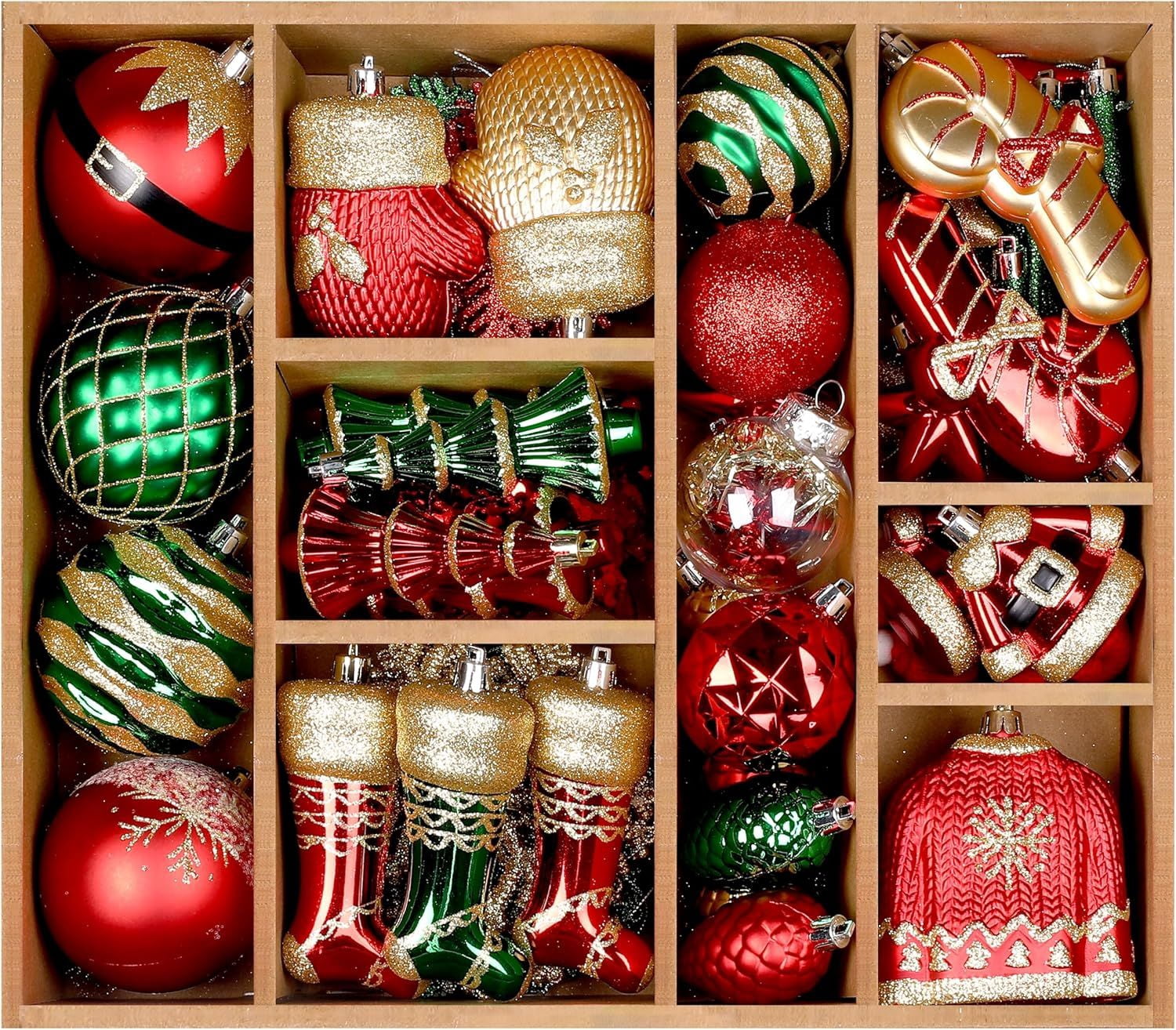 85ct Christmas Balls Ornaments Set, Colorful Shatterproof Plastic Christmas Tree Ornaments, Xmas Decorative Baubles for Christmas Tree Decorations with Hanging Strings