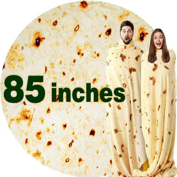 85in White Elephant Gifts for Adults Useful Burrito Tortilla Blanket Funny Wrap Throw Blankets Women Men Round Soft Flannel Mexican Taco Novelty Gag