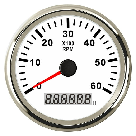 85mm Boat Tachometer 0~6000 RPM Tacho Gauge Meter Gauge Digital Hourmeter Marine Outboard Engine Motor Generator 9-32V ,Easy to Install