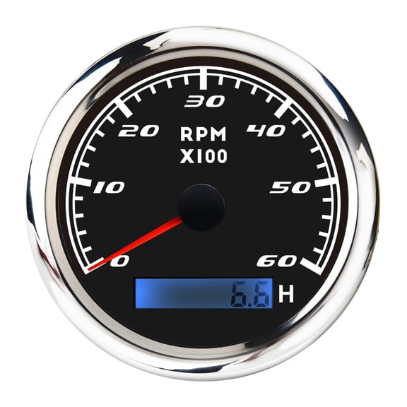 85mm Car Boat Tachometer Gauge With LCD Hour Meter 0-3000 4000 6000 RPM Tach Sensor Marine Tachometers Red Backlight 12V/24V ,Easy to Install