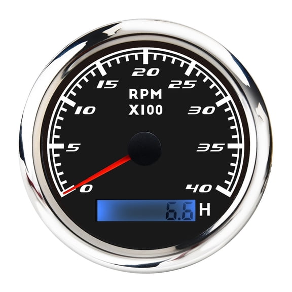 85mm Car Boat Tachometer Gauge With LCD Hour Meter 0-3000 4000 6000 RPM Tach Sensor Marine Tachometers Red Backlight 12V/24V ,Wide Application