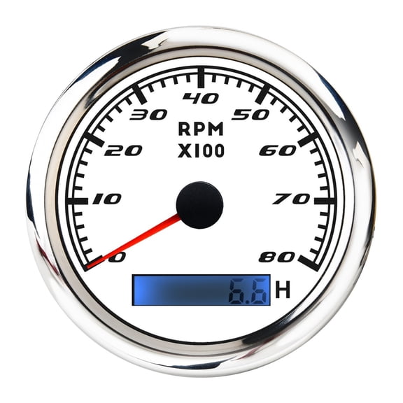 85mm Car Boat Tachometer Gauge With LCD Hour Meter 0-3000 4000 6000 RPM Tach Sensor Marine Tachometers Red Backlight 12V/24V ,Wide Application