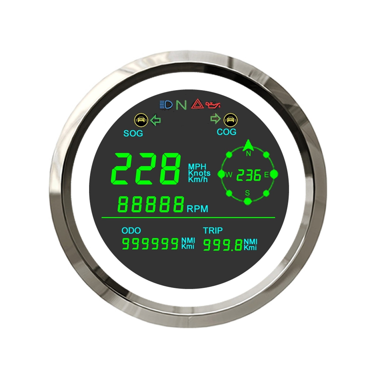 85mm Digital 0-299km/h MPH Knots GPS Speedometer With 0-19999RPM ...
