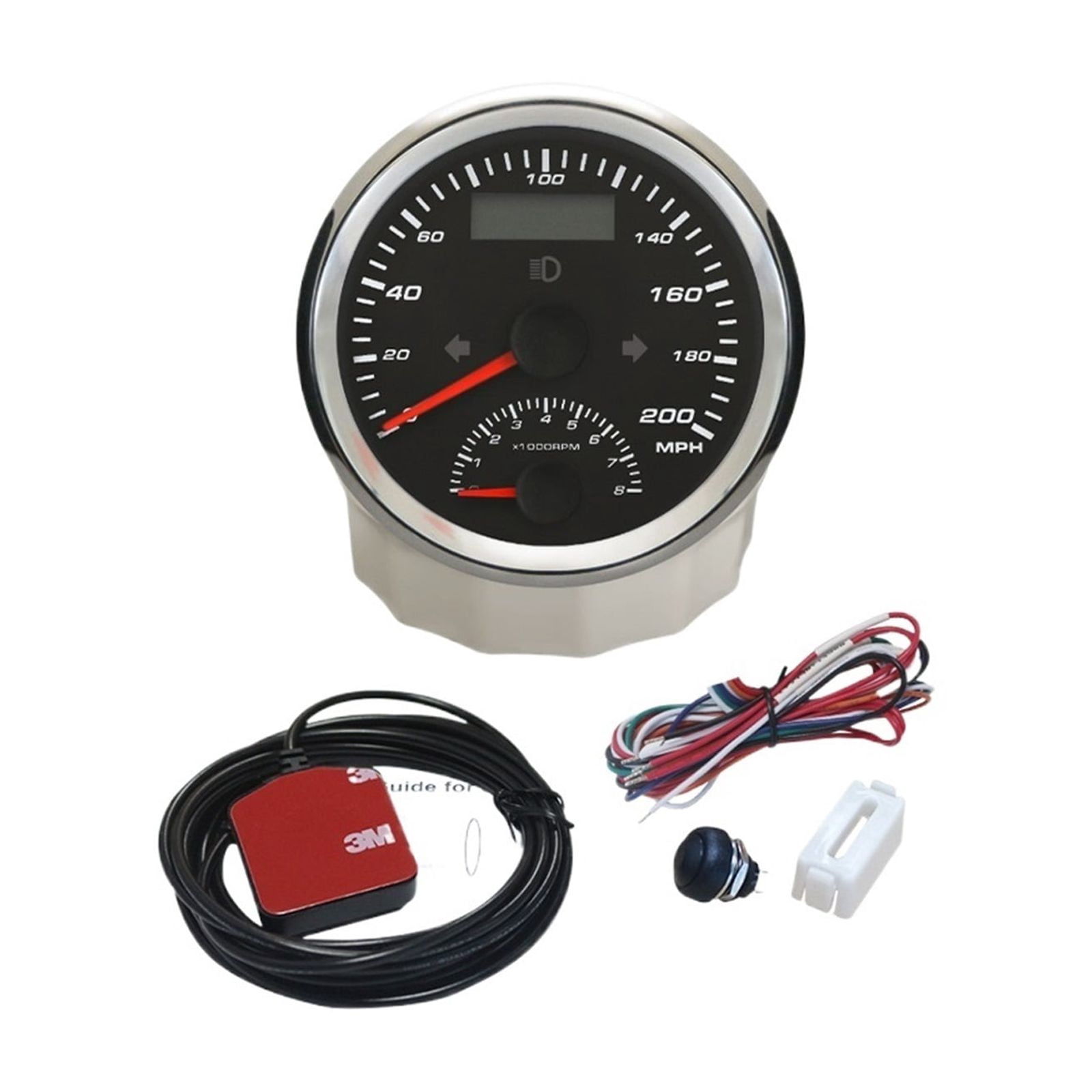 85mm GPS Speedometer 0-125 MPH 0-200 MPH Tachometer Left Right ...