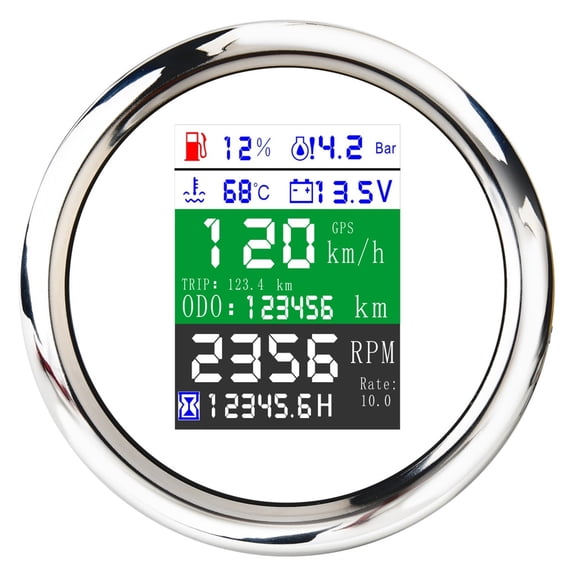 85mm GPS Speedometer IP67 Waterproof Speed Gauge for Boat Car Truck 6 in 1 Multi-functional Digital Gauge With Alarm ,Wide Application