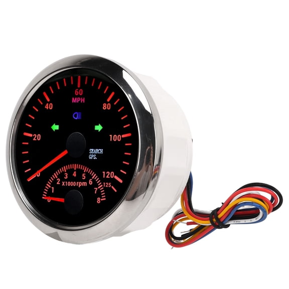 85mm Marine GPS Speedometer 0-125MPH 8000RPM Tachometer Waterproof Gauge with Backlight (3 3/8in / 8.5cm)