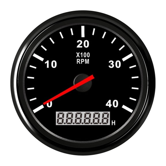 85mm Tachometer 3-8K RPM Tacho Meter with LCD Hourmeter For Car Boat 12V/24V Red Backlight Marine Gauge ,Easy to Install