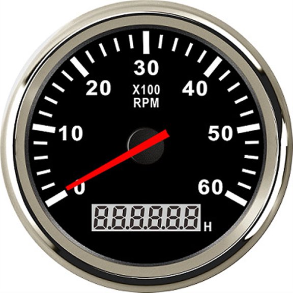 85mm Tachometer 3-8K RPM Tacho Meter with LCD Hourmeter For Car Boat 12V/24V Red Backlight Marine Gauge ,Easy to Install