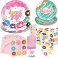 Donut Grow Up Party Supplies Donut Plates Napkins Cups Cutlery Banner Tablecloth Candy Paper Baby Shower Birthday Engagement Decorations Serve 16