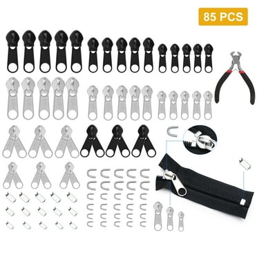 85pcs Zipper Repair Kit, EEEkit Zipper Replacement Kit with Sliders, Stoppers, Install Plier