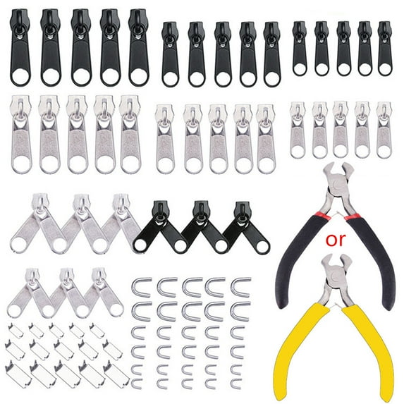 85pcs/set Zipper Rep Kit Sewing for Jacket Slider Install Plier Metal Lock Pull Replacement for Head Garment Accessories