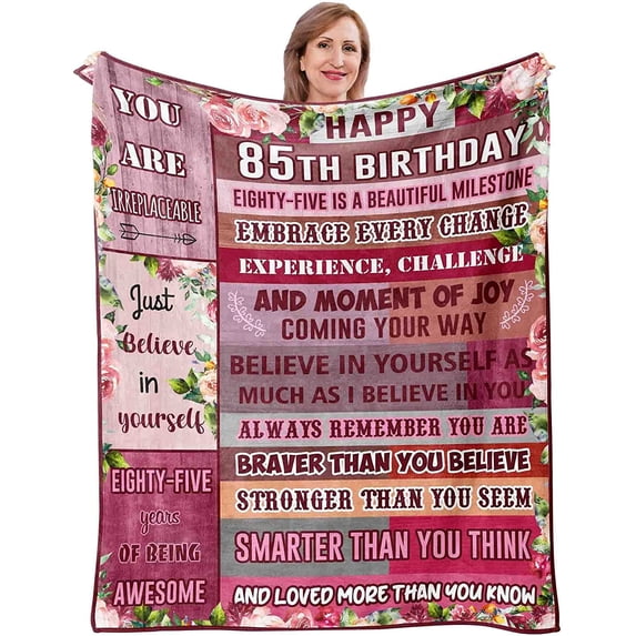 85th Birthday Gifts Blanket, 85th Birthday for Women, 85th Birthday Gift Ideas, 85-Year-Old Birthday Decoration for Friend, Mom, Wife, Grandmother, Unique 85th Birthday Gift 50" X 60"