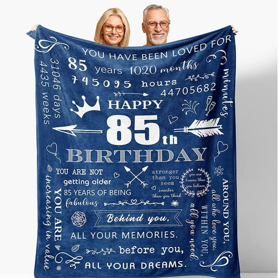 85th Birthday Gifts for Women, 85th Birthday Gifts for Men, 85th Birthday Decorations, 85 Birthday Gifts for Men Women Dad Mom Husband Wife Friend, Happy 85 Birthday Throw Blankets 60\u201d X 50\u201d