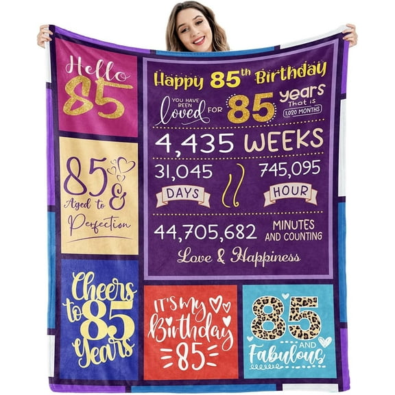 85th Birthday Party Decorations, 85th Birthday Gifts for Women, Blankets for Women Men, Womens Birthday Gifts, Happy Birthday Gifts for Women, Mom, Grandma Warm Throw Blanket
