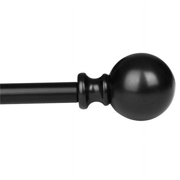 86-120 in. Adjustable Curtain Rod with Round Finials - Black
