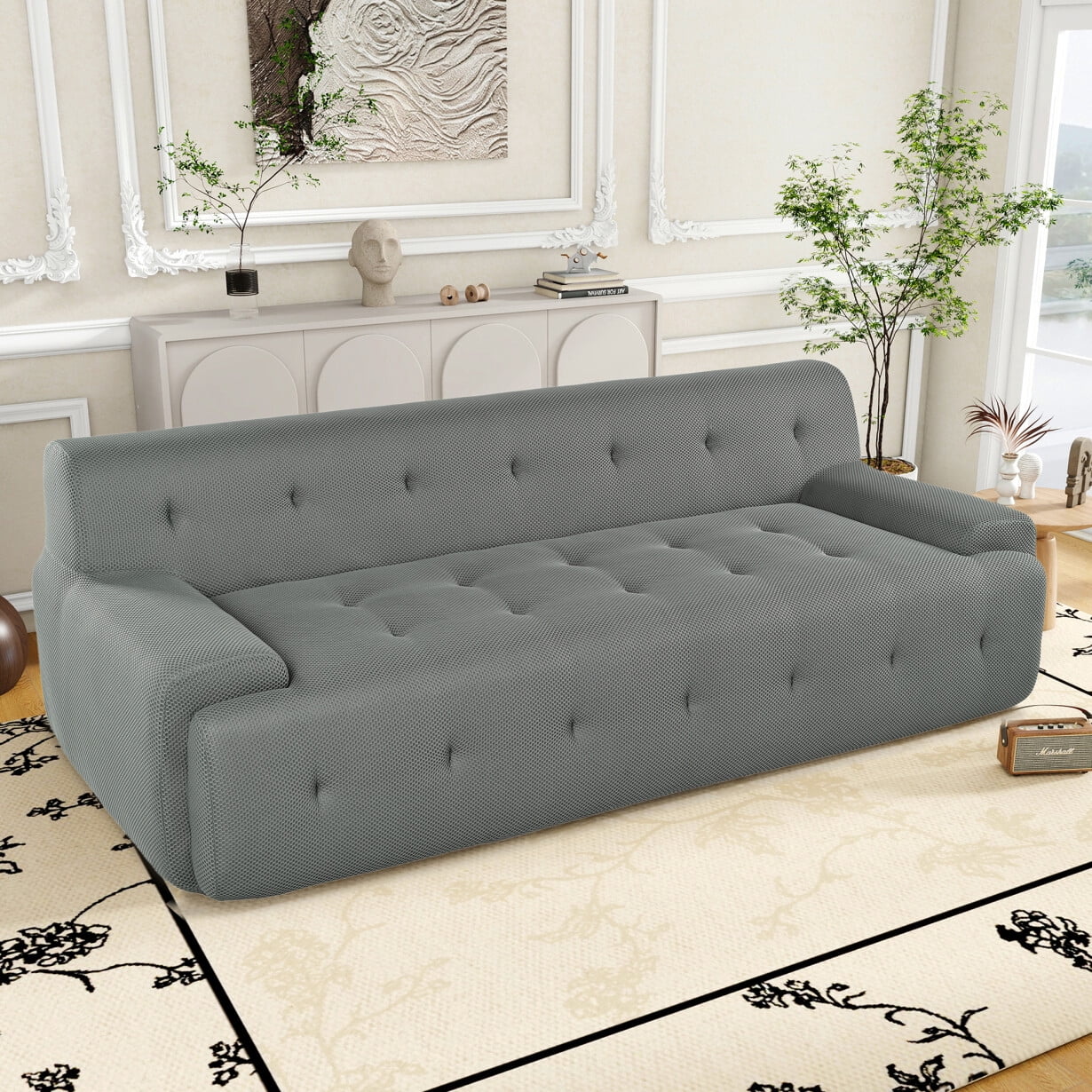 View of 86.2'' Modern Minimalist Style Tufted Design Upholstered Sofa, Mid ...