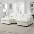 thumbnail image 1 of 86.5'' Chenille Modular Sectional Sofa with Storage Pockets, 5 Seat U Shaped Couch Set with Pillows, Free Combination, Modern Cloud Sofa with 2 Movable Ottoman for Living Room, Apartment, White, 1 of 9