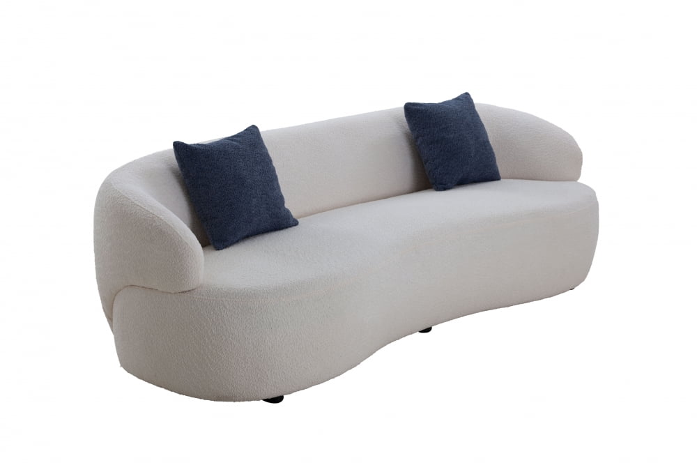 86.6'' Boucle Curved Sofa Cloud Couch for Living Room, Modern Mid-Century Curved Backrest Upholstered Sofa, 3-Seat Sofa Couch Corner Sofa for Home Apartment Office Studio, Beige