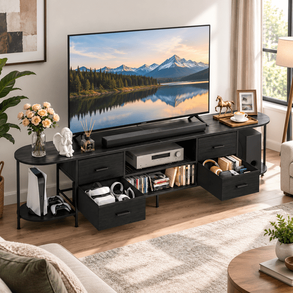 86.6 Inch Long Tv Stand For Tvs Up To 85 D Edge Media Console Table ...