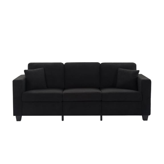 86.6" Modern Sofa with Removable Washable Cushion Covers Teddy Fabric Sofa with Solid Wood & Iron Frame 3 Colors Available