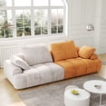 thumbnail image 1 of ​​86.6" Oversize 2-Seat Sofa Couch, Modern Upholstered Couch, Comfy Loveseat Sofa with Pillow for Living Room Bedroom, Gray+Yellow, 1 of 9