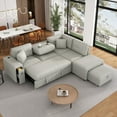 thumbnail image 1 of 86.6" Sectional Sofa L-shaped Sofa Couch Pull-out Sofa Bed with a Movable Ottoman, Two USB Ports and Two Cup Holders for Living Room (Grey), 1 of 12