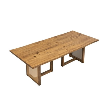 86.61 Inch Dining Table for 6 Persons, Mid Century Modern Large Kitchen Table for Living Room, Restaurant,Office, Oak