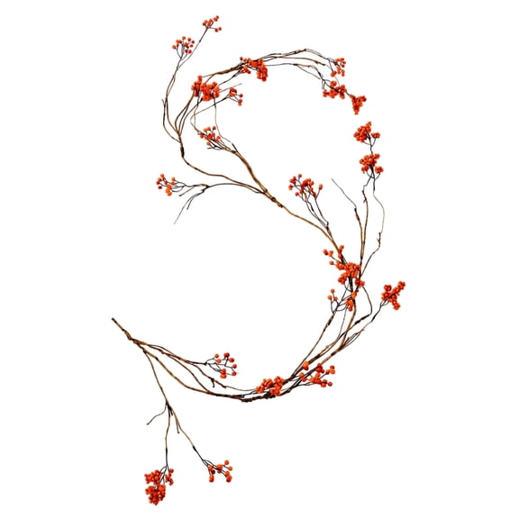 86.61 Inch Fall Dry Branch Berry Garland, Artificial Orange Bittersweet Twig Vine, Bendable Rustic Harvest Garland for Mantel Table Wall Thanksgiving Party Home Decoration
