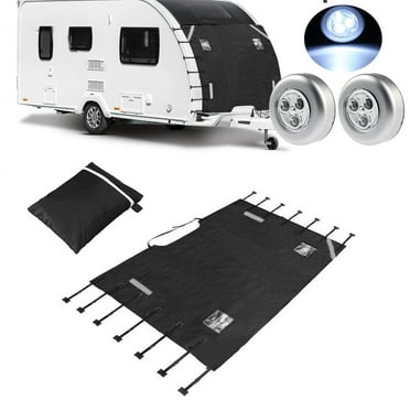 86.61"x68.90" RV Front Cover With Two Lights Dust/Snow/Rain/Sun Protection