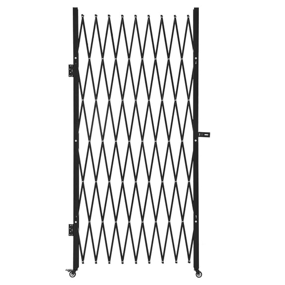 86.61"x86.81" Folding Lockable Scissor Gate, 360 Swivel Casters, Steel Retractable Barricade for Garage Warehouse Pool
