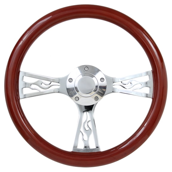 86-88 Chevy Nova 14" Wood Billet Polished Steering Wheel Set Adapter & Horn