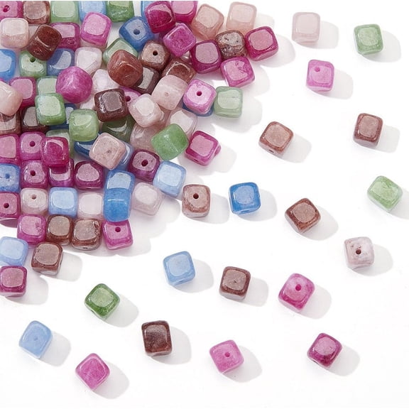 About 86-98 Pcs 8mm Natural Quartz Loose Square Cube Beads Colorful Imitation Beads Spacer Beads for Bracelet DIY Crafts Jewelry Making(2 Strands) for diy