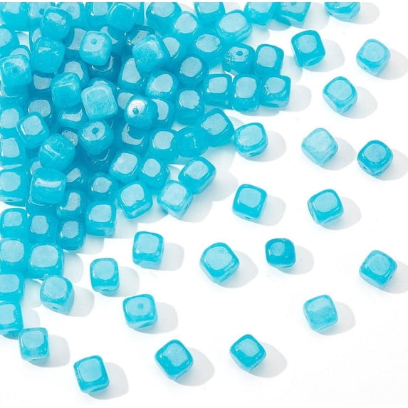 86-98Pcs Natural Quartz Beads Deep Sky Blue Faceted Square Gemstone Beads Natural Gemstone BeadStrands