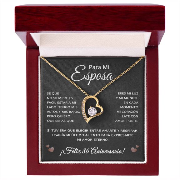 86 Anos de Aniversario Para Mi Esposa - 86 Year Aniversario Gift for Her Title: 18k Yellow Gold Finish, Box Choice: Luxury Box