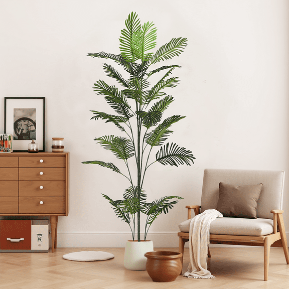 86"  Artificial Palm Tree With Pot , Faux Plants Indoor , Nursery Planter, No-Water Maintenance Like Visiting the Nature shop