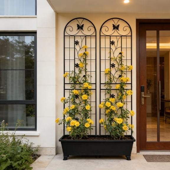 86" H - 2 pcs Heavy-duty Garden Trellis  Metal Rustproof Climbing Plant Supports Easy Assembly
