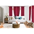 thumbnail image 1 of ((#86) Hotel Quality Grommet Top, Jacquard 1 Panel Burgundy Solid Thermal Foam Lined Blackout Heavy Thick Window Curtain Drapes Bronze Grommets 108" Length, 1 of 3