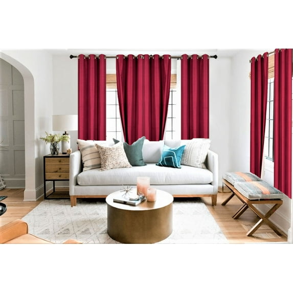 ((#86) Hotel Quality Grommet Top, Jacquard 1 Panel Burgundy Solid Thermal Foam Lined Blackout Heavy Thick Window Curtain Drapes Bronze Grommets 108" Length