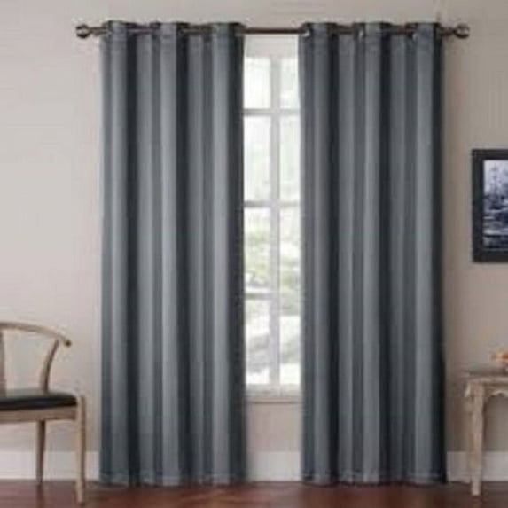 ((#86) Hotel Quality Grommet Top, Jacquard 1 Panel Charcoal Solid Thermal Foam Lined Blackout Heavy Thick Window Curtain Drapes Bronze Grommets 95" Length