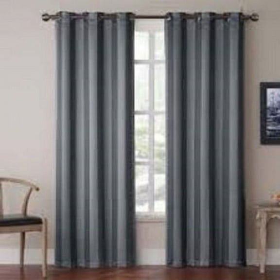 ((#86) Hotel Quality Grommet Top, Jacquard 1 Panel Charcoal Solid Thermal Foam Lined Blackout Heavy Thick Window Curtain Drapes Bronze Grommets 95" Length