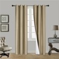 thumbnail image 1 of #86) Hotel Quality Grommet Top, Jacquard 1 Panel Taupe Tan Solid Thermal Foam Lined Blackout Heavy Thick Window Curtain Drapes Bronze Grommets 63" Length, 1 of 2
