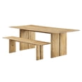 thumbnail image 1 of 86 Inch Dining Table, Brown Oak, Wood, Rectangular, Kitchen Cafe Bistro Hospitality Restaurant, Modern Contemporary HB35906, 1 of 6
